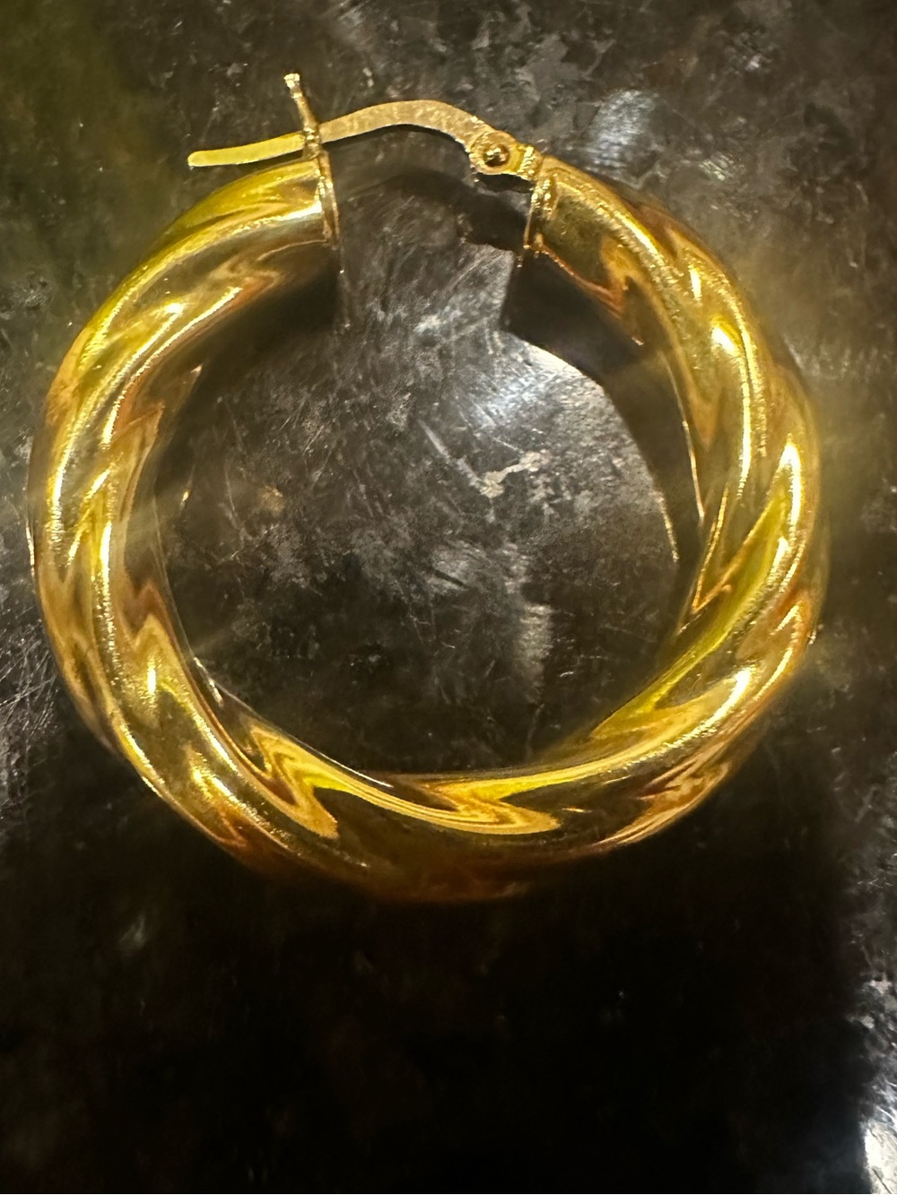 XL Thick Heavy 18K solid gold hoop earring 1 earrings solid real 18K gold